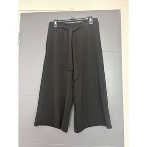 Hot Kiss Black Wide Leg Culotte Pants Paperbag Waist Tie Front Cropped Large